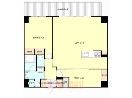 プレジオ西宮北口(2LDK/1階)の間取り写真