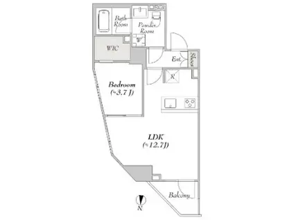 ルミーク大山(1LDK/4階)の間取り写真