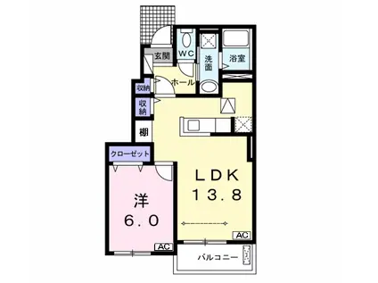 エバーロング(1LDK/1階)の間取り写真