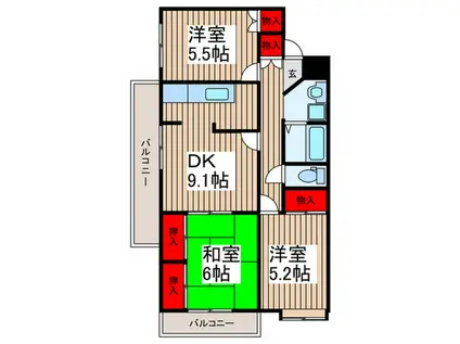 サニーパーク・壱番館(3DK/4階)の間取り写真