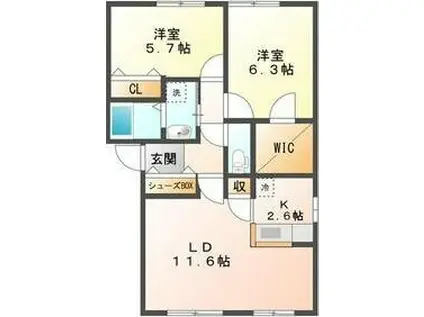 CHOU CHOU北郷87(2LDK/3階)の間取り写真