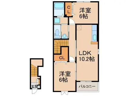 YSコート壱番館 II(2LDK/2階)の間取り写真