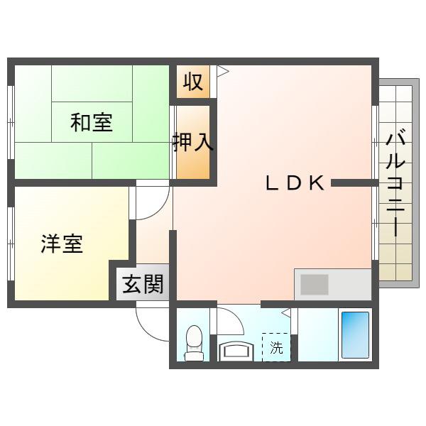リヴェールFUJI(2LDK/1階)の間取り写真