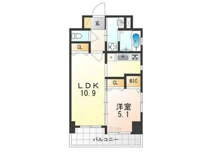 ルーエ五条堀川(1LDK/7階)の間取り写真