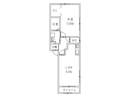 ヨーロピアンシャレー押越(1LDK/1階)の間取り写真