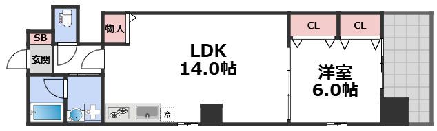 BROAD阿倍野阪南町RESIDENCE(1LDK/7階)の間取り写真