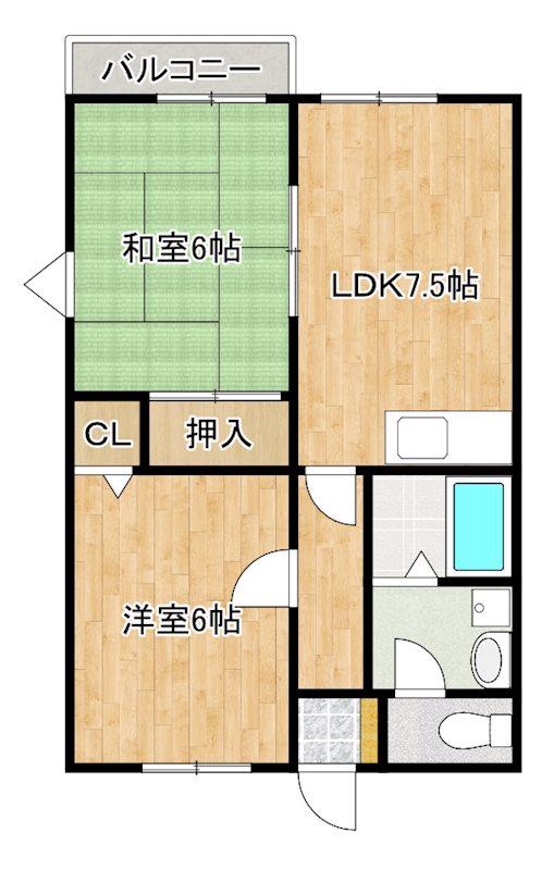 ハイツエトワールB(2DK/2階)の間取り写真