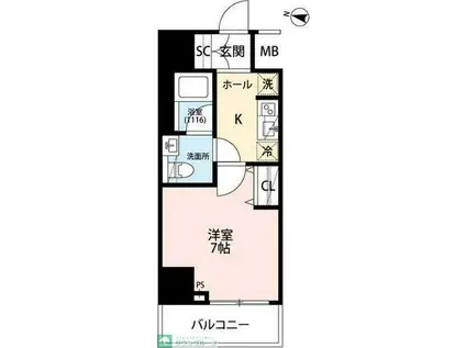 プレール・ドゥーク梅島(1K/10階)の間取り写真