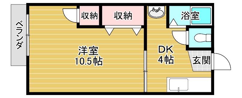 松本 ハイツ(1DK/2階)の間取り写真