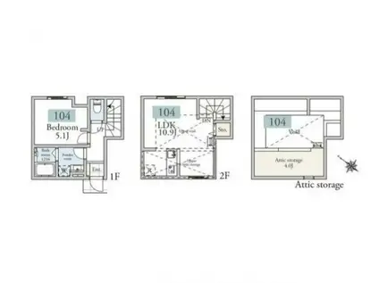 アーベインテラス久が原(1LDK/1階)の間取り写真