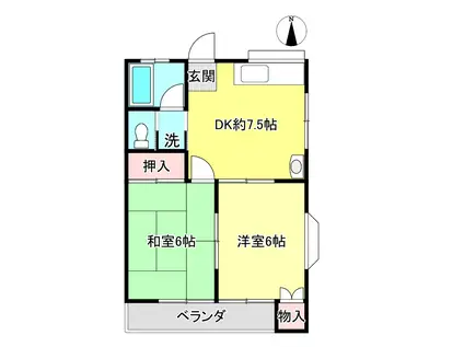 カーサ栗原II(2DK/2階)の間取り写真