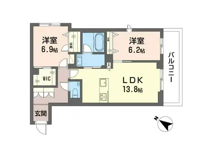 ガーデン片倉(2LDK/2階)の間取り写真