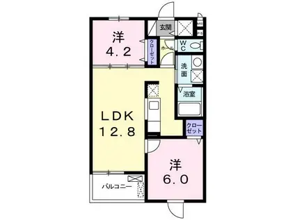 ラシーヌ 菊名 I(2LDK/4階)の間取り写真