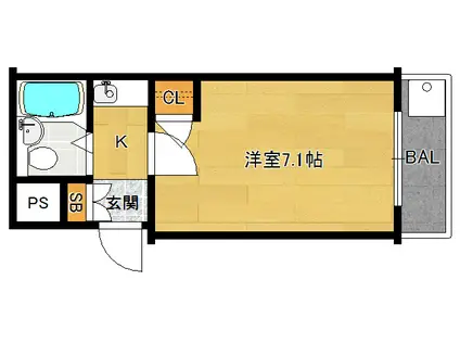 デトムワン烏丸鞍馬口(1K/4階)の間取り写真