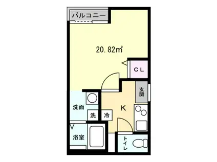 みどりともりのパサージュ(1K/1階)の間取り写真