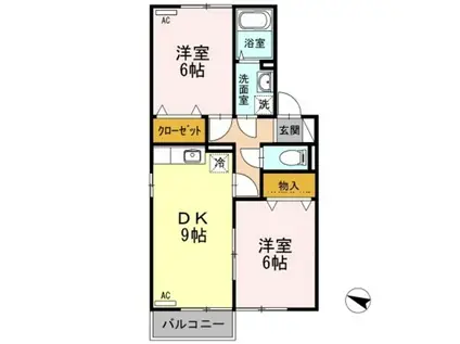 ラフィネA(2DK/2階)の間取り写真