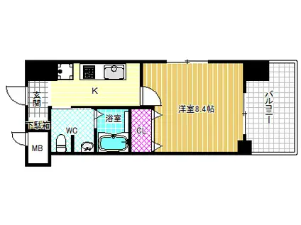 グランカーサ梅田北(1K/4階)の間取り写真