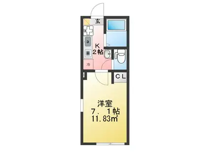 ベイコート横須賀(1K/1階)の間取り写真