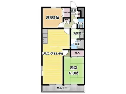 サンクレール田柄(2LDK/3階)の間取り写真