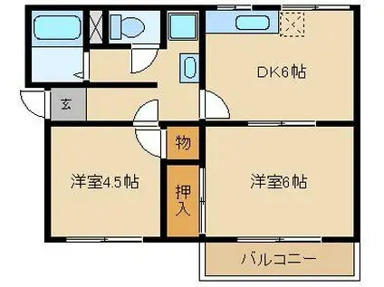 シティハイムせんげん台(2DK/1階)の間取り写真