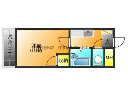 プレアール国分(1K/4階)の間取り写真