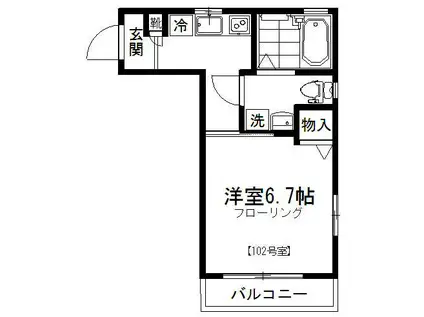 リヴィエール(1K/1階)の間取り写真