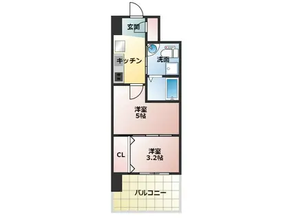 SELENITE江坂ルフレ(2K/5階)の間取り写真