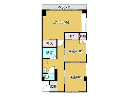 ユートピアマンション(2LDK/4階)の間取り写真