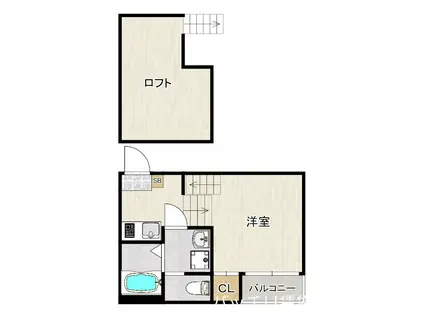 クレスト千早(1K/2階)の間取り写真