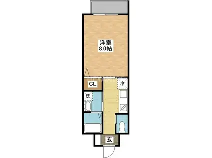 エヴァーグリーン思案橋(1K/8階)の間取り写真