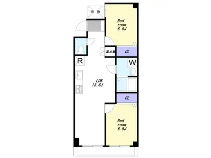 鹿島田ハウス(2LDK/2階)の間取り写真