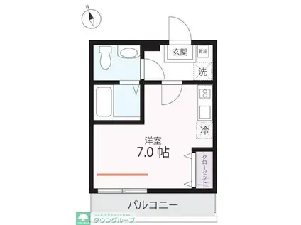 ハーミットクラブハウス 溝ノ口D号棟(ワンルーム/1階)の間取り写真