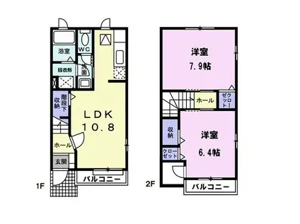 メゾン華III(2LDK/1階)の間取り写真