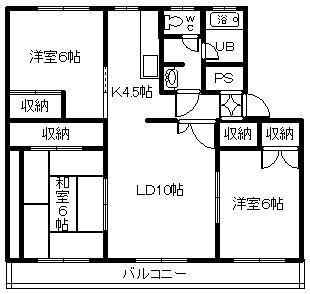テレパレス旭川春光IV(3LDK/4階)の間取り写真