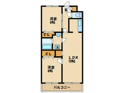 モンレーヴ染地(2LDK/3階)の間取り写真