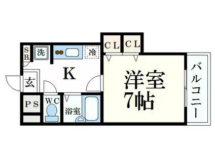 ジュネス神屋町(1K/5階)の間取り写真