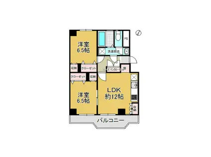 アタゴハイツ(2LDK/2階)の間取り写真