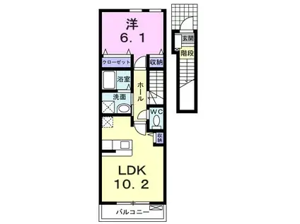 サニーブローテ住吉III(1LDK/2階)の間取り写真