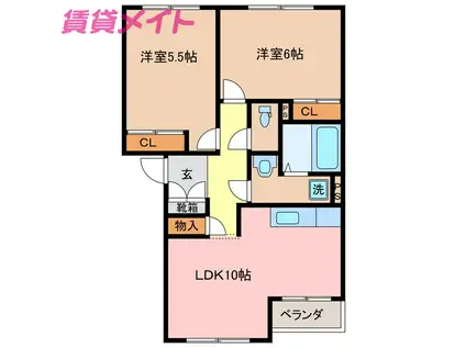 ピュアフォレスト(2LDK/1階)の間取り写真