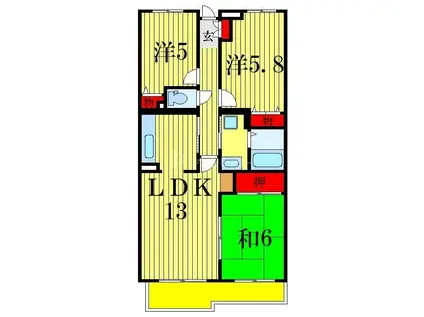 エムズ・アークA棟(3LDK/1階)の間取り写真