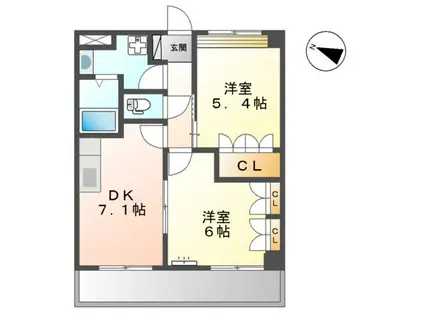 メゾン・エスポワール(2DK/2階)の間取り写真