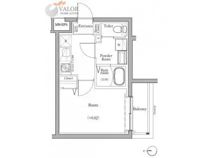 スカイコートソレア新丸子(1DK/2階)の間取り写真