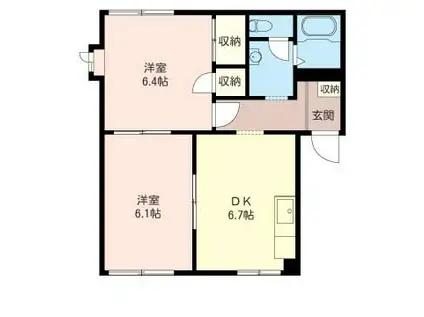 ハイツ豊(2DK/1階)の間取り写真