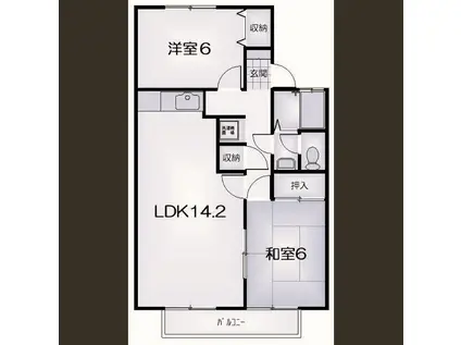 メゾン新浜(2LDK/1階)の間取り写真