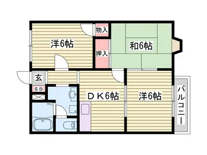 ウインズシャルマン(3DK/1階)の間取り写真
