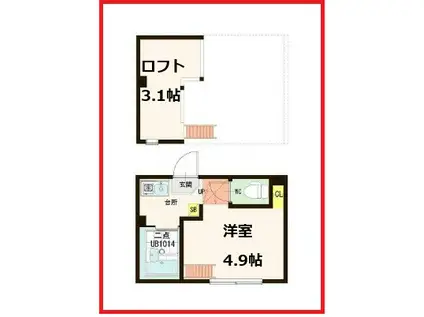 コーポリン(ワンルーム/2階)の間取り写真