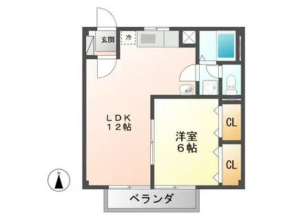 ロイヤルNISHIKI(1LDK/2階)の間取り写真