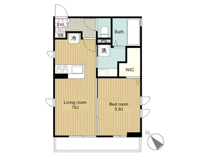 パーシモンIII(1LDK/1階)の間取り写真