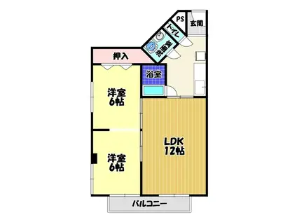 リベルテ田中(2LDK/5階)の間取り写真