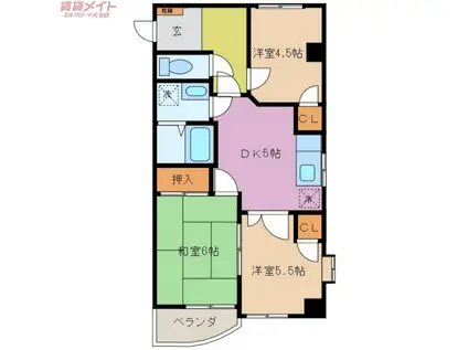 グランディルジン(3DK/3階)の間取り写真